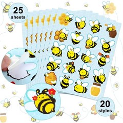 500 Pcs Waterproof Bee Stickers for Kids 25 Sheets 20 Styles Cartoon Self-Adh…