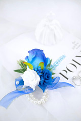 Royal Blue Corsage and Boutonniere Set for Wedding Prom, Artificial Rose Flow…