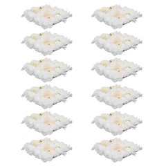 12PCS White Silk Artificial Flower Wall Panels Backdrop With 100 Cable Ties