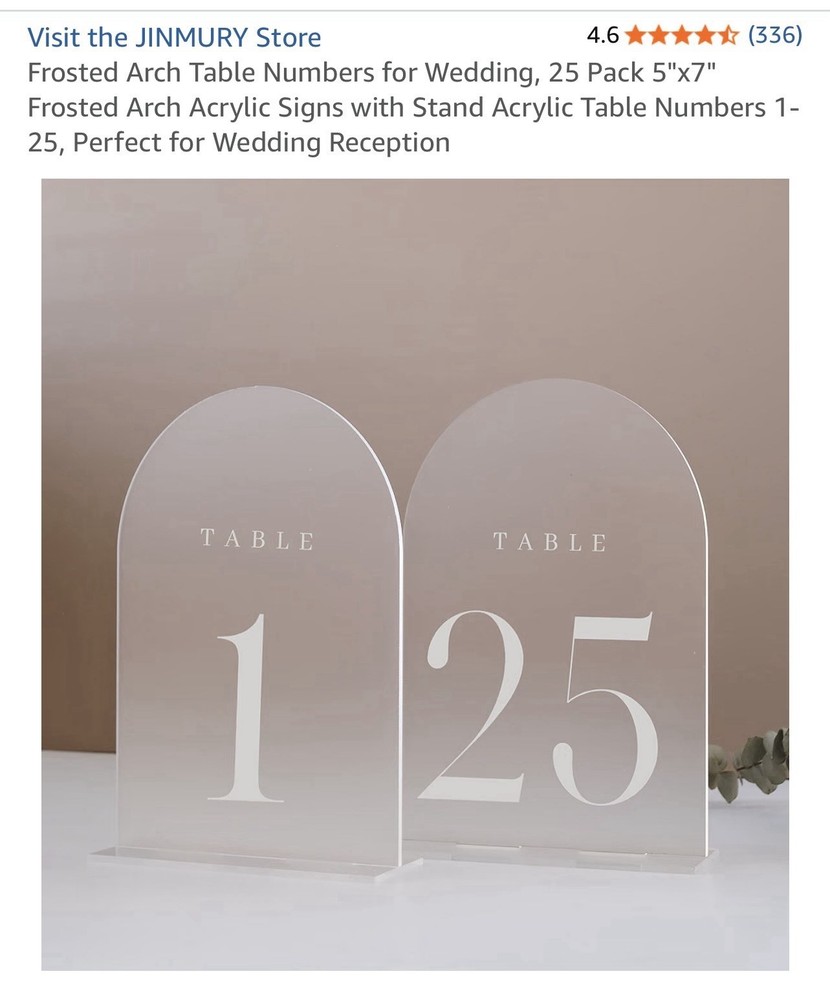 Arch Table Numbers for Wedding Reception, 10 Table Number 1-10, 5″x7″ Frosted