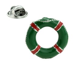 Green Life Bouy / Life Belt Lapel Pin Badge X2AJTP106
