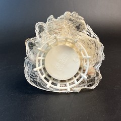Vtg 1950’s Wedding Cake Topper Bride & Groom Ceramic 8” Blonde USA Lace Peach