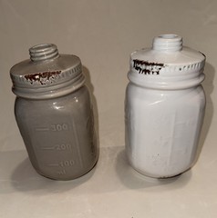 Set of 2 Ceramic Mason Jar Style Kitchen Gray White Farmhouse Decor