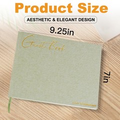 Utron Elegant Wedding Guest Book, Linen Guestbook to Sign in, Polaroid Green