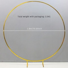Circle Gold-Plated Shiny Wrought Iron Round Flower Stand Wedding Arch Props Deco