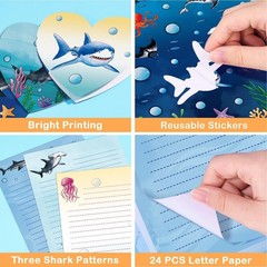 WERNNSAI 69 PCS Stationery Letter and Envelopes, Shark Kids Stationery Set, L…