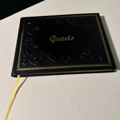 Guest Book Black Leather Gold Edges Embossed 10 x 8 Florence, Italy Handcrafted
