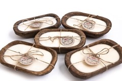 Red Barn Wood Dough Bowl Candle | 100% Natural Soy Wax & Essential Oils, Odor El