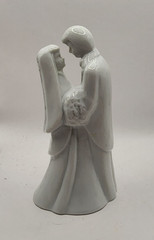Vintage White Porcelain Bride Groom Couple • Wedding Cake Topper • Figurine 5″