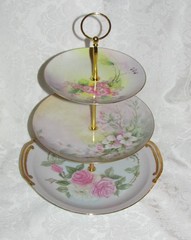 Custom Three Tier Tea Party Cake Stand Made With Vintage Hand Painted Plates