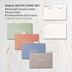 Diakos Recipe Cards 4×6 with Dividers Set – 50 Blank 4 × 6 Inches, White