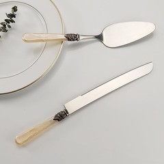 CATHYLIN Wedding Cake Knife & Server Set, Italian Style, 2 pcs, Yellow