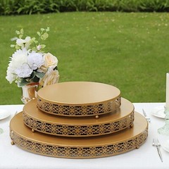 20 in Gold Metal Fleur De Lis Round CAKE STAND Dessert Display Pedestal Party