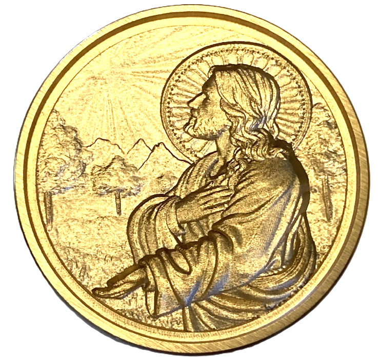 Jesus outdoors, Trees & Mountains, textured 3D Wax Seal Stamp Head, 1″ diameter