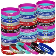 Chalyna 48 Pcs Bible Verses Bracelets Bulk 2.3 inches, Multiple Colors