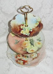 Custom Three Tier Tea Party Cake Stand Made With Antique Hand Painted Plates