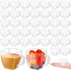 Set of 10 Transparent 2oz Hard Plastic Tea Cups with Handle – Mini Disposable