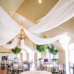 Showgeous 8 Panels White Ceiling Drapes for Wedding, 5ftx20ft Sheer Chiffon-L…