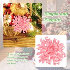 6 Pcs 4 Inch Grosgrain Curly Bows for Gift Wrapping Self-Adhesive Light Pink