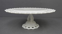 Westmoreland Vintage 11″ Doric Lace Milk Glass Pedestal Cake Plate Stand