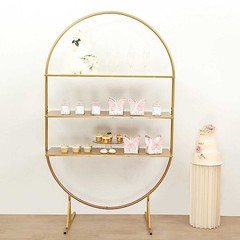 Gold 6.5 ft Oval 3 Tier Metal Cupcake Dessert Display Stand Party Wedding Home