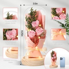 Mother’ s Day Gifts Forever Flowers Bouquet, Preserved Pink Rose