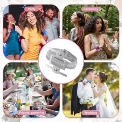6Pcs Corsage Wristlet Band Aluminum Wrist Corsage Bracelets Bands Silver]
