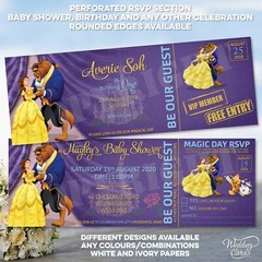Beauty and the Beast Belle Wedding Invitations Disney Birthday Baby Invites Card