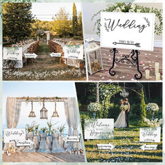 11 Pcs Wedding Direction Signs with Stakes, Wedding Welcome Signs Arrow Shaped W