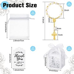 100 Pieces Baptism Favors Set Includes 25 Pieces Mini Rosary, Laser Cut Gold