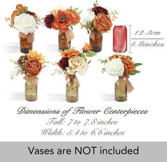 6Pcs Burnt Orange Flower Centerpieces for Weddings & Home Decor