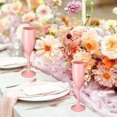 12pcs Champagne Flutes,6OZ Acrylic Champagne Glasses Plastic 12 PCS Light Pink