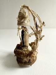 Vintage Antique Wedding Cake Topper Chalkware Bride & Groom, Flowers, For Decor