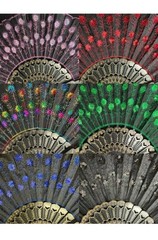 100x Spanish Party Dance Folding Black Sequin Hand Fan with bag Bridgerton party