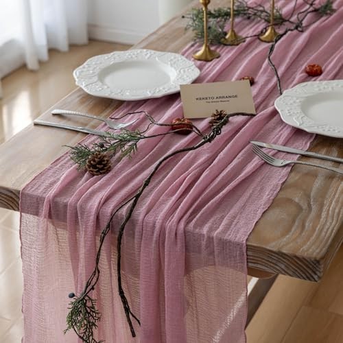 Mothers Day Cheesecloth Table Runner Gauze20 Inch0 FT Rustic Boho 1 Dusty Rose