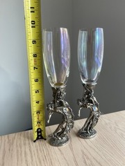 Pewter Heart Kissing Fairies – Champagne Flutes