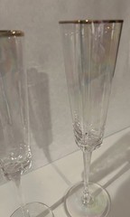 2 David Tutera Heart Shaped Iridescent CHAMPAGNE FLUTE Gold Rim TIKTOK Viral 10”
