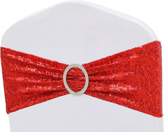 Double-Sided Sequins Chair Sashes for Wedding Decor Sequin Chair Bands 50 Red