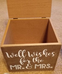 LOT OF 5 Wedding Signs, and Well wishes box, Wood- White/light brown