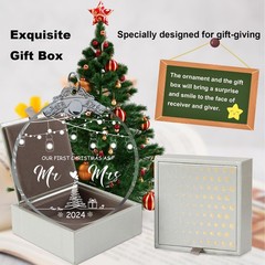 Unique 2024 Crystal Glass Wedding Ornament Mr and Mrs Gift for Couples