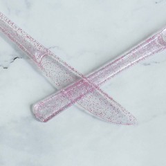 Clear Blush Glittered Dinner Knives Set Disposable Tableware Wedding Party