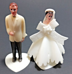Vintage Wilton Cake Topper Bride and groom 1950s 3.5” Plastic Lot of 14