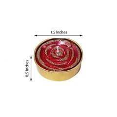 2 Red Gold Glitter Unscented Rose Tealight Candles Wedding Centerpieces Sale