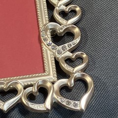 Fetco Open Hearts Double Picture Frame Silver Rhinestone Metal Table Top 5″ x 7″
