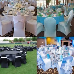 Gray Spandex Chair Covers 20pc – Flexible Banquet Wedding Party Slipcovers
