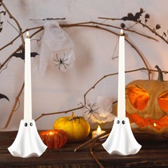 Conelist 2 Pcs Halloween Ghost Candlestick Holders Cute white, black