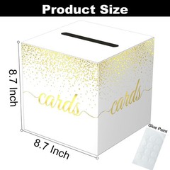 White Gold Cards Box for Birthday, Wedding, Bridal or Baby Shower, Graduation…