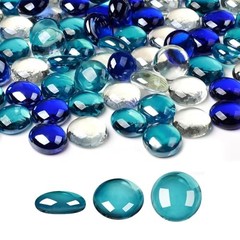 Fireplace Glass Rock, 1 LB Multicolor Flat Glass 1LB Clear、blue、deep Blue