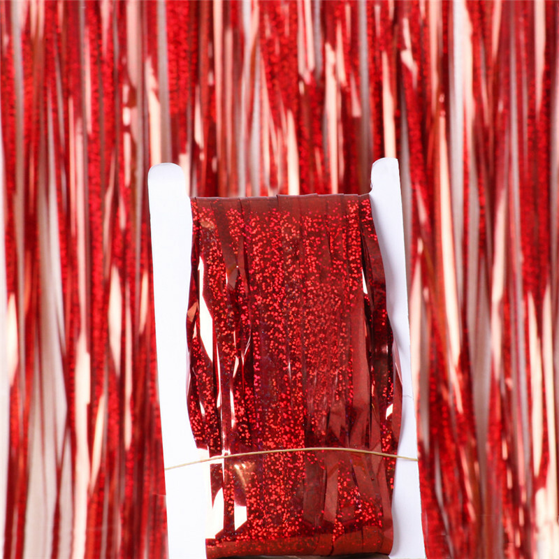 Metallics Foil Fringe Curtain Tinsel Kid Birthday Party Decor Wedding Home