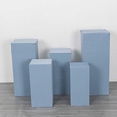 5 DUSTY BLUE Fitted Spandex Rectangular Display STAND COVERS Set Decorations